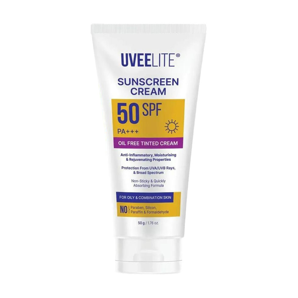 Тонувальний сонцезахисний крем для обличчя та тіла Uveelite Sunscreen Cream, SPF 50 PA+++, для жирної та комбінованої шкіри, 50 г