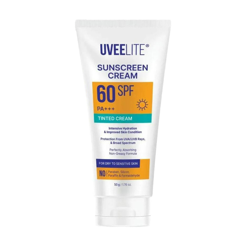 Тонувальний сонцезахисний крем для обличчя та тіла Uveelite Sunscreen Cream, SPF 60 PA+++, для сухої та чутливої шкіри, 50 г